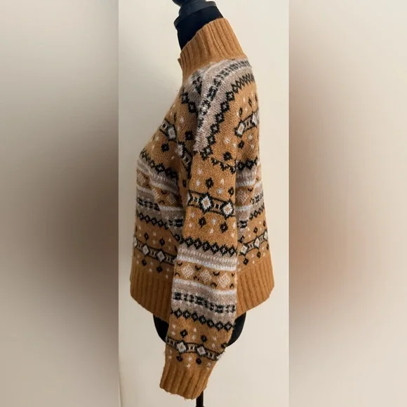 Marled Brown And Black Cowl Neck Sweater - Size S - Picture 2 of 4